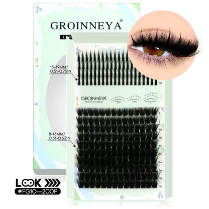 GROINNEYA Lash Clusters Kit Spikes Lash Individuals Eyelash Clusters D-Curly Lash Clusters Kit with Bond and Seal Makeup