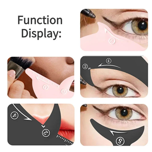 Blushimmer cat eye eyeliner stencil with whale shape for easy, precise eye makeup application and shaping.