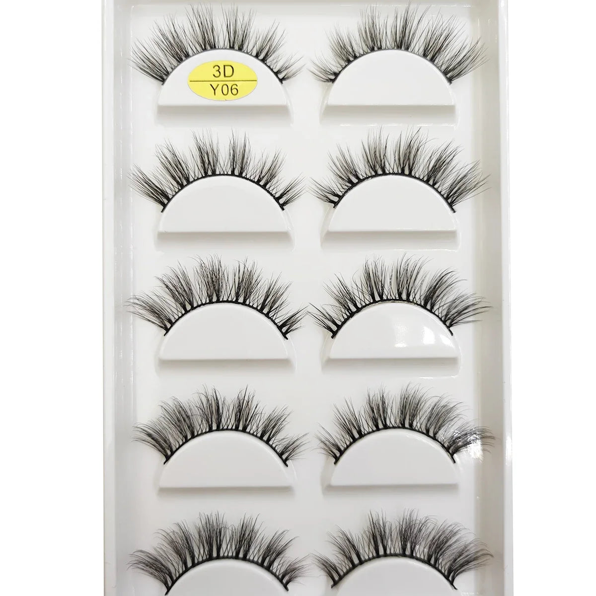 Set of 5 natural 3D mink false eyelashes by Blushimmer featuring soft, wispy, fluffy style for a dramatic eye makeup look.