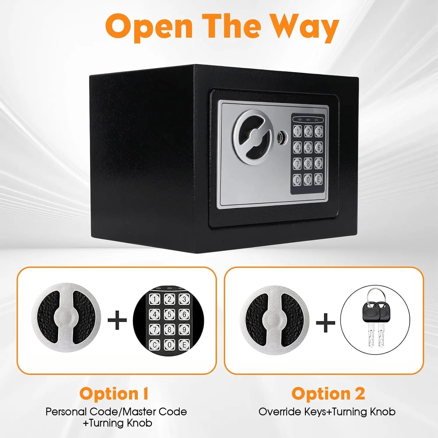 Electronic Safe Box with Keypad & Key, Mini Security Safe for Home Cash, Portable Small Lockbox for Kids & Office Use