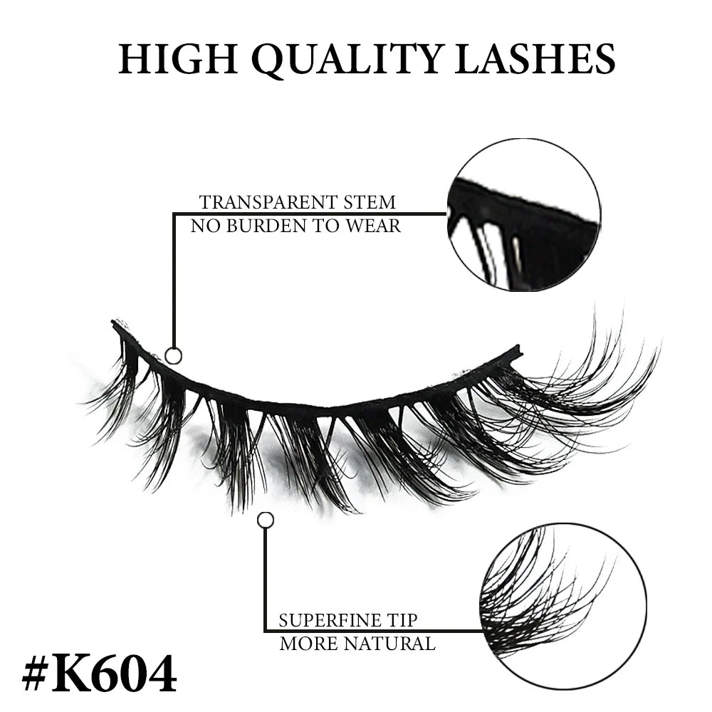 MIOFIA New 5 Pairs Fake Lashes D Curl Fluffy Soft Volume Eyelash Extensions Natural Look 3D Faux Mink False Eyelashes Makeup