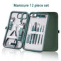 Green 6-18 Pcs Manicure Set With Leather Case Professional Foot And Face Care Tool Kits Stainless Steel Nail Clipper Sets Gift