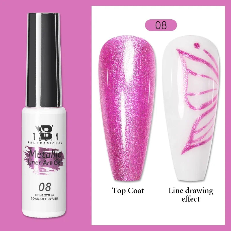 Blushimmer 5ML gold and silver metallic gel polish with chrome mirror finish and semi-permanent UV LED nail gel for a bright French look