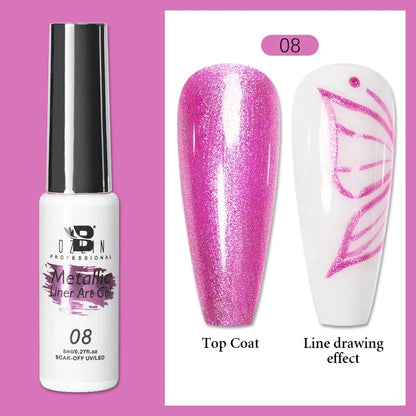 Blushimmer 5ML gold and silver metallic gel polish with chrome mirror finish and semi-permanent UV LED nail gel for a bright French look