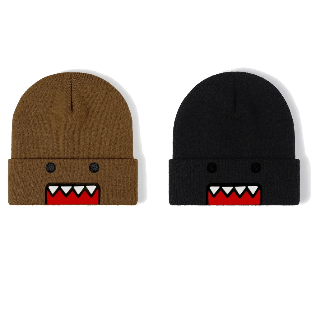 Domo Kun Cartoon Embroidered Knitted Hat Autumn Winter Outdoor Warm Windproof Hip Hop Casual Trendy Style for Men Women