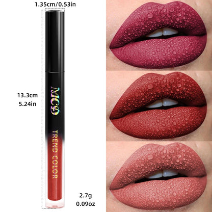 Blushimmer matte velvet lip gloss in 19 colors, featuring waterproof liquid lipstick, nude to red shades, and lip tint makeup.
