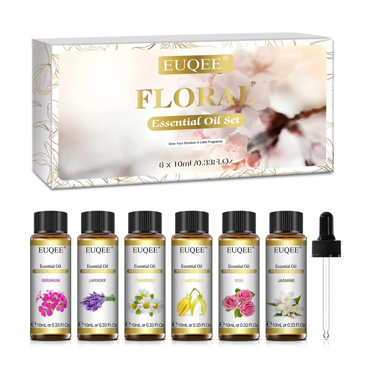 Blushimmer women's essential oil blend featuring lavender, manuka, vanilla, rose, ylang ylang, jasmine, geranium, chamomile, and neroli.