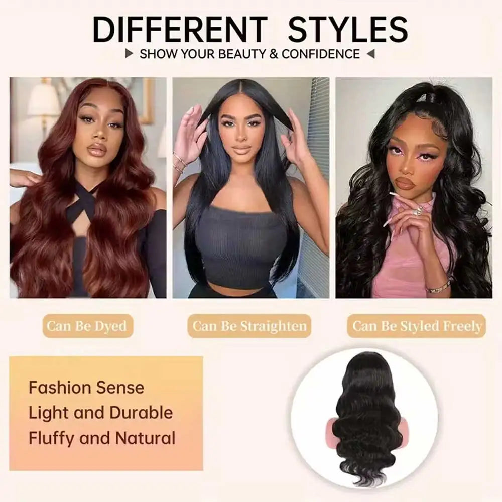 Selvanelle 250% density glueless body wave human hair wig with HD lace frontal, pre-plucked, curly lace front, 13x4 and 13x6 styles