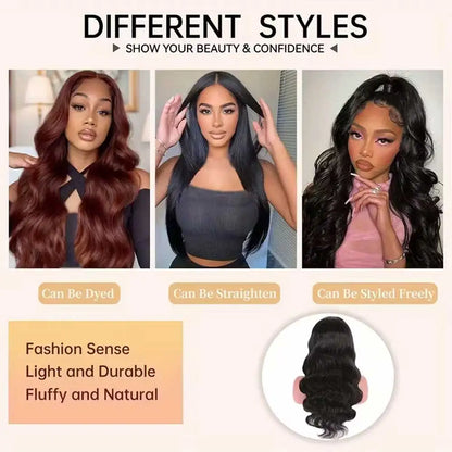 Selvanelle 250% density glueless body wave human hair wig with HD lace frontal, pre-plucked, curly lace front, 13x4 and 13x6 styles
