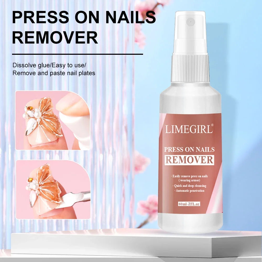 Blushimmer LimeGIRL 60ml nail remover gel for easy removal of fake nails and press-on nails, with a solid adhesive removal formula.
