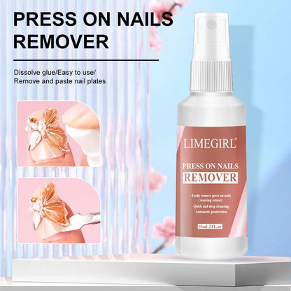 Blushimmer LimeGIRL 60ml nail remover gel for easy removal of fake nails and press-on nails, with a solid adhesive removal formula.