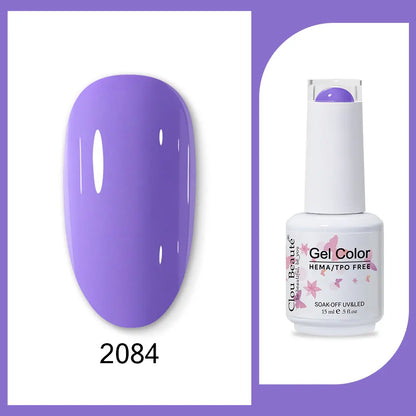 Blushimmer Clou Beaute 15ml semi-permanent gel nail polish with red, black, white, green, and neon velvet top coat, 400 color options