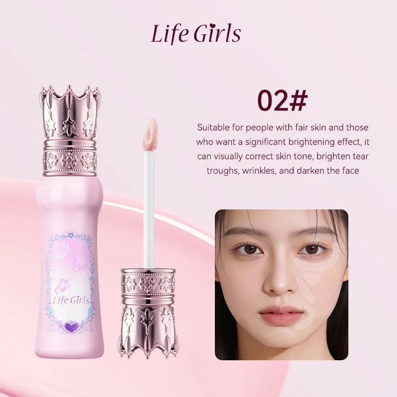 Blushimmer Hua Yin Ji Brightening Concealer on fair skin with natural nude makeup and delicate flower accents.