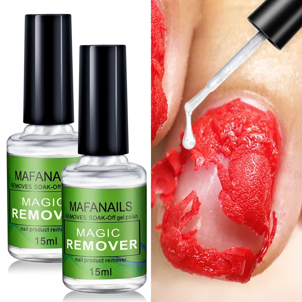 Blushimmer 15ml nail gel remover bottle with soak-off polish, quick 3-minute removal, professional non-irritating formula