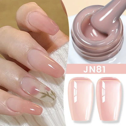 Blushimmer Born Pretty Jelly Nude Gel Nail Polish in light pink peach, 10ml, with a translucent gel finish for DIY nail art.