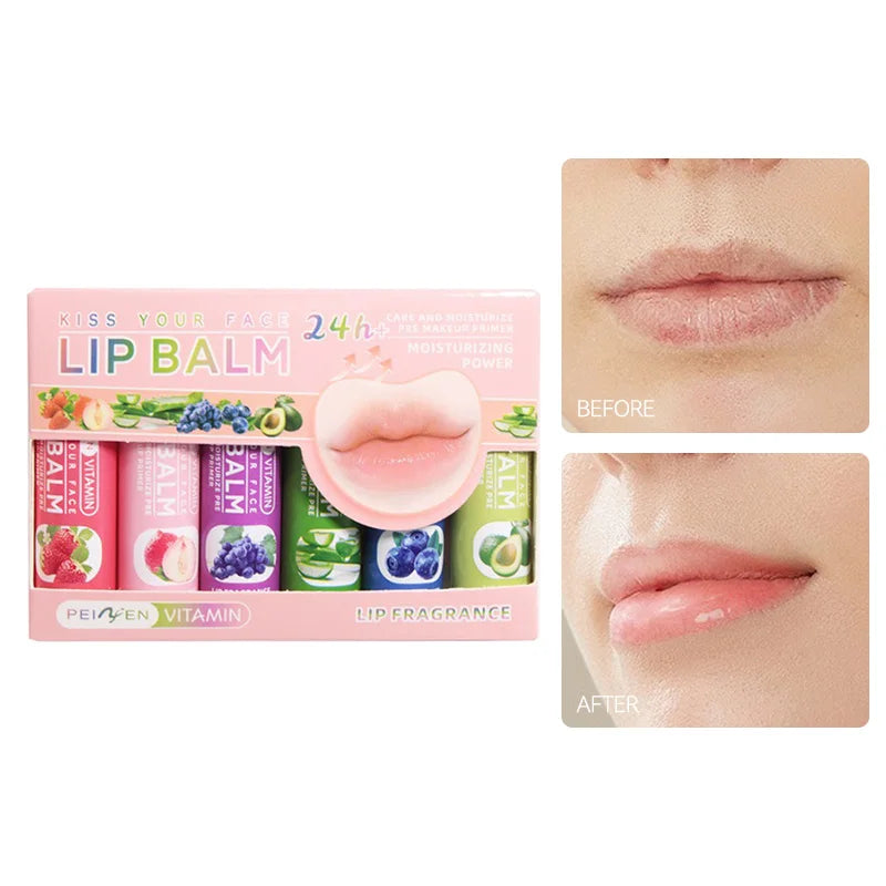 Blushimmer Pennyfun fruit-flavored lip balm set featuring colorful tubes of ultra-hydrating, moisturizing lip treatment.