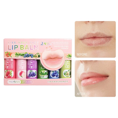 Blushimmer Pennyfun fruit-flavored lip balm set featuring colorful tubes of ultra-hydrating, moisturizing lip treatment.