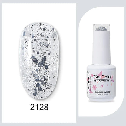 Blushimmer Clou Beaute 15ml neon red, black, white, and green gel nail polish with velvet top coat, semi-permanent gel varnish, 400 colors