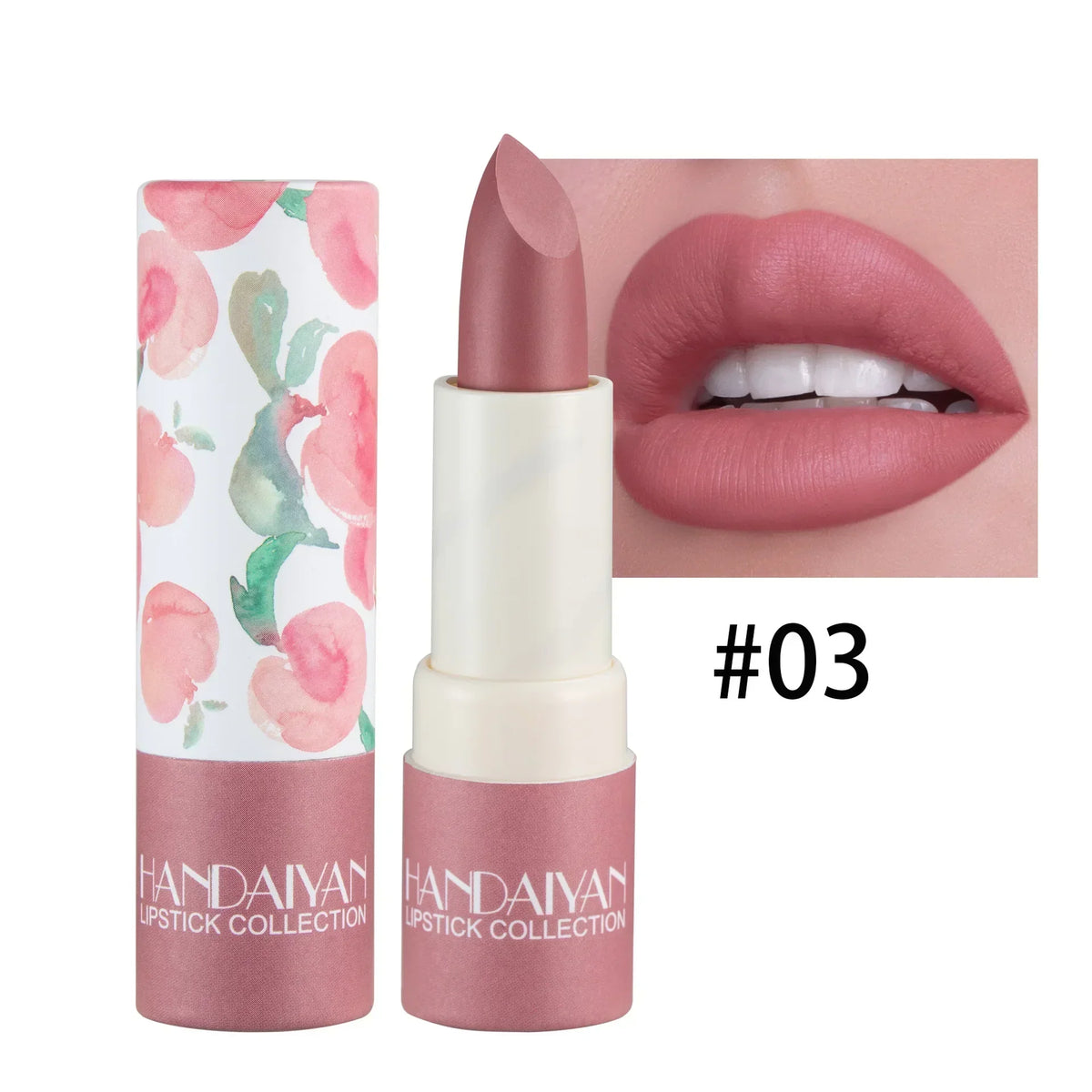 Blushimmer Velvet Matte Lipstick in New Nude, moisturizing tint with eight shades, waterproof creamy lip makeup.