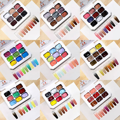 Blushimmer Limegirl 7-in-1 nail gradient gel kit with long-lasting hybrid color and textured gradient nail polish in a salon-ready display