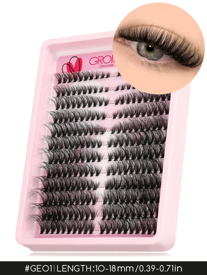 Blushimmer GROINNEYA Lashes Clusters cat-eye wispy eyelash extensions with fluffy, volume design for DIY makeup application.