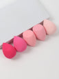 Set of five Blushimmer vegan velvet makeup sponges for liquid, cream, and powder makeup, ideal for travel and eco-friendly beauty routines.