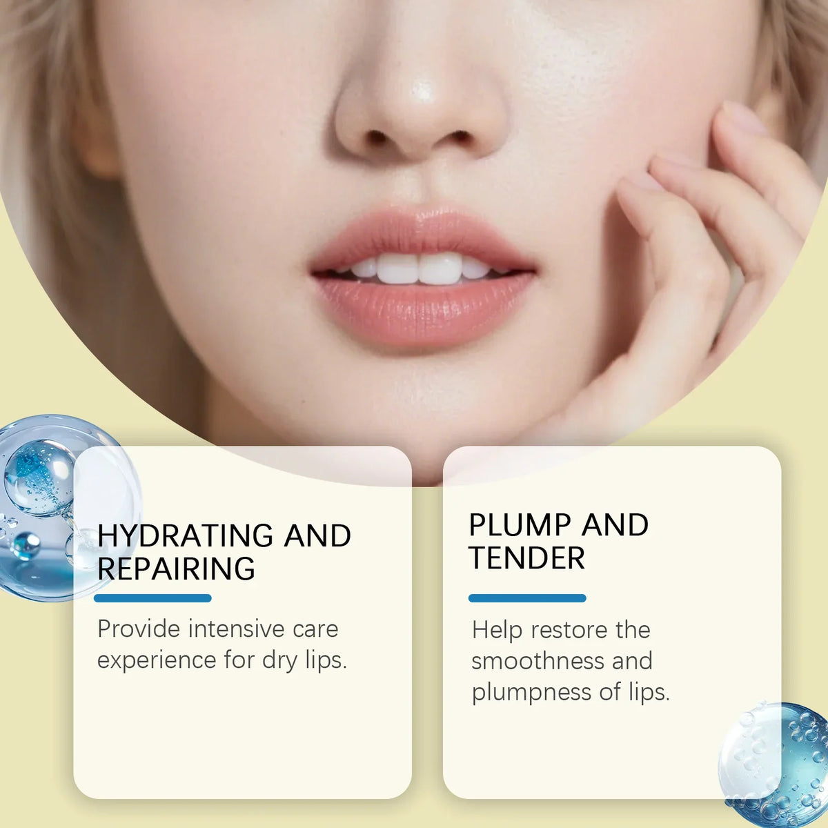 Blushimmer crystal collagen lip mask with pink hydrating patches for moisturizing, plumping, and smoothing lips.