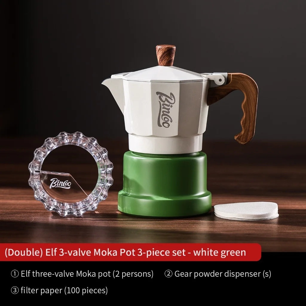 BINCOO Three-Valve Moka Pot Home Mini Espresso Coffee Maker Coffee Brewing Equipment 1Cup/2Cups