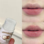 Transparent coconut lip balm by Blushimmer with moisturizing jelly texture, hydrating lip care to reduce fine lines and dryness.