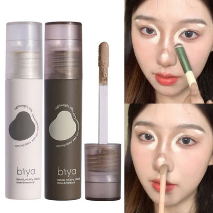 Blushimmer face brightening liquid bronzer contour makeup with waterproof nose shadow and highlighter for natural, lasting glow.