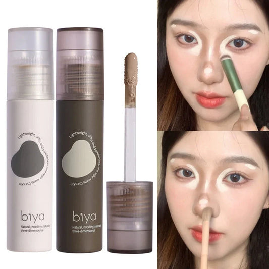 Blushimmer face brightening liquid bronzer contour makeup with waterproof nose shadow and highlighter for natural, lasting glow.