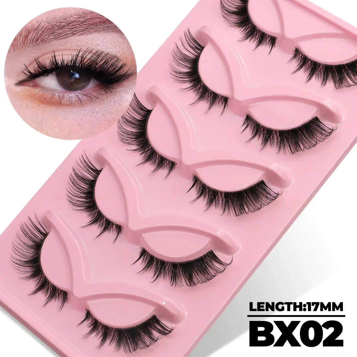 Blushimmer Veltrinay Cat Eye Faux Mink Lashes with clear band, wispy natural look false eyelashes for makeup and enhancement.
