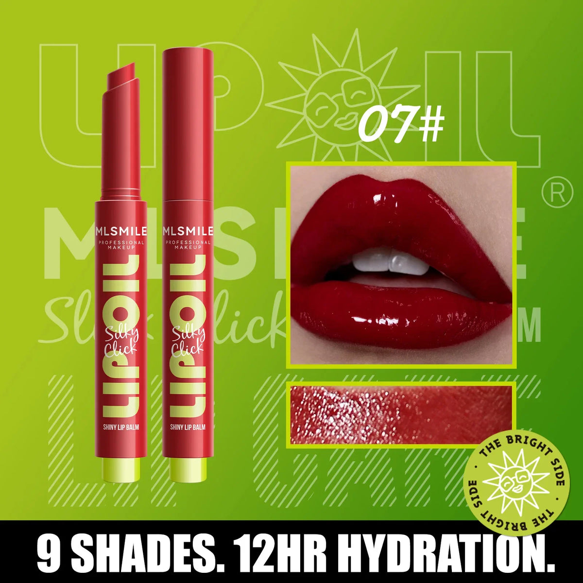 Multicolor Silky Click Lip Care hydrating solid lip gloss by Blushimmer with mirror shine and long-lasting, effortless press application.