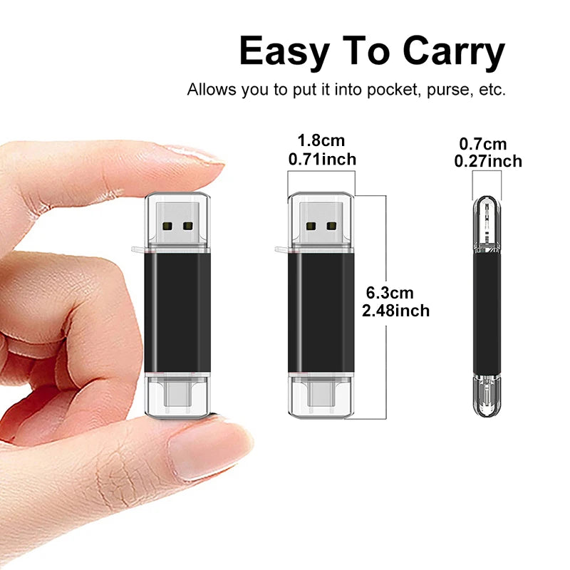 2 In 1 USB Flash Drives 64GB Free TYPE-C Adapters Gifts Pen drive 32GB Black OTG Memory Stick 16GB Key Chain Pendrive 8GB U Disk
