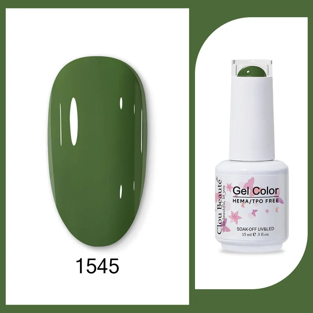 Blushimmer Clou Beaute 15ml red, black, white, green neon gel nail polish with velvet top coat and semi-permanent finish.