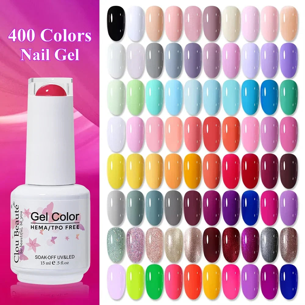 Blushimmer Clou Beaute 15ml red, black, white, green neon gel nail polish with velvet top coat and semi-permanent finish.
