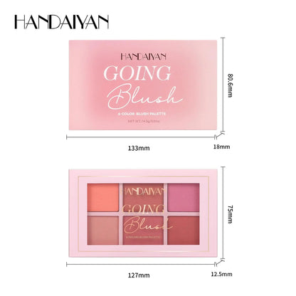 Blushimmer Long Wear Blush Makeup Palette with buildable, velvet-finish face powders for cheek contouring and brightening.