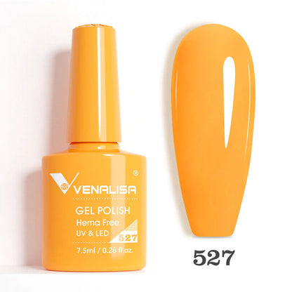 Venalisa Blushimmer glitter nail gel polish in jelly pink nude, full coverage UV/LED soak-off French nail design.