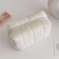 Large Blushimmer solid fur cosmetic storage bag with zipper, ideal for makeup, toiletries, and stationery organization.