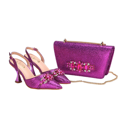 Women's pointed toe shoes and matching bag set by EdleessFashion, stylish footwear and accessories for women.