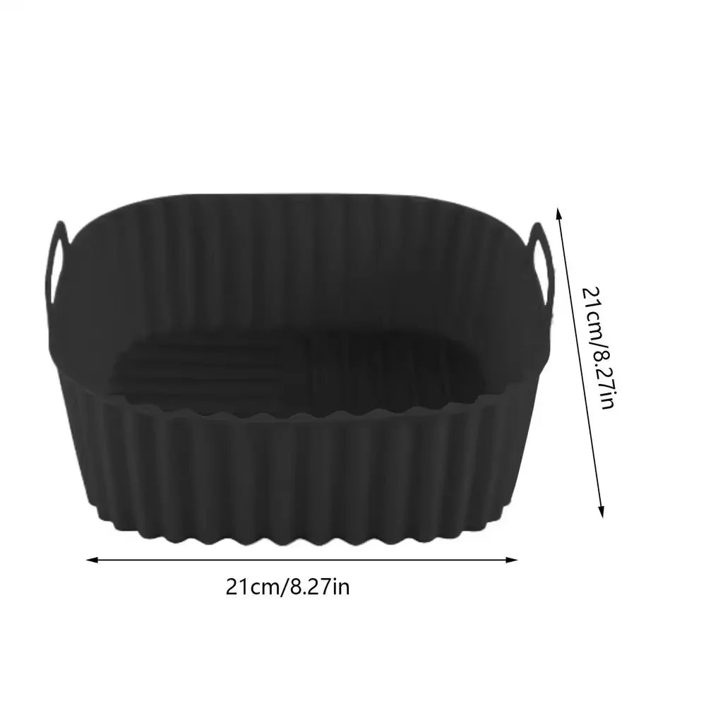 Square Silicone Air Fryer Basket Pan Reusable Food Safe Baking Mold for Oven BBQ Barbecue Cooking Kitchen Bakeware Pastry Tool