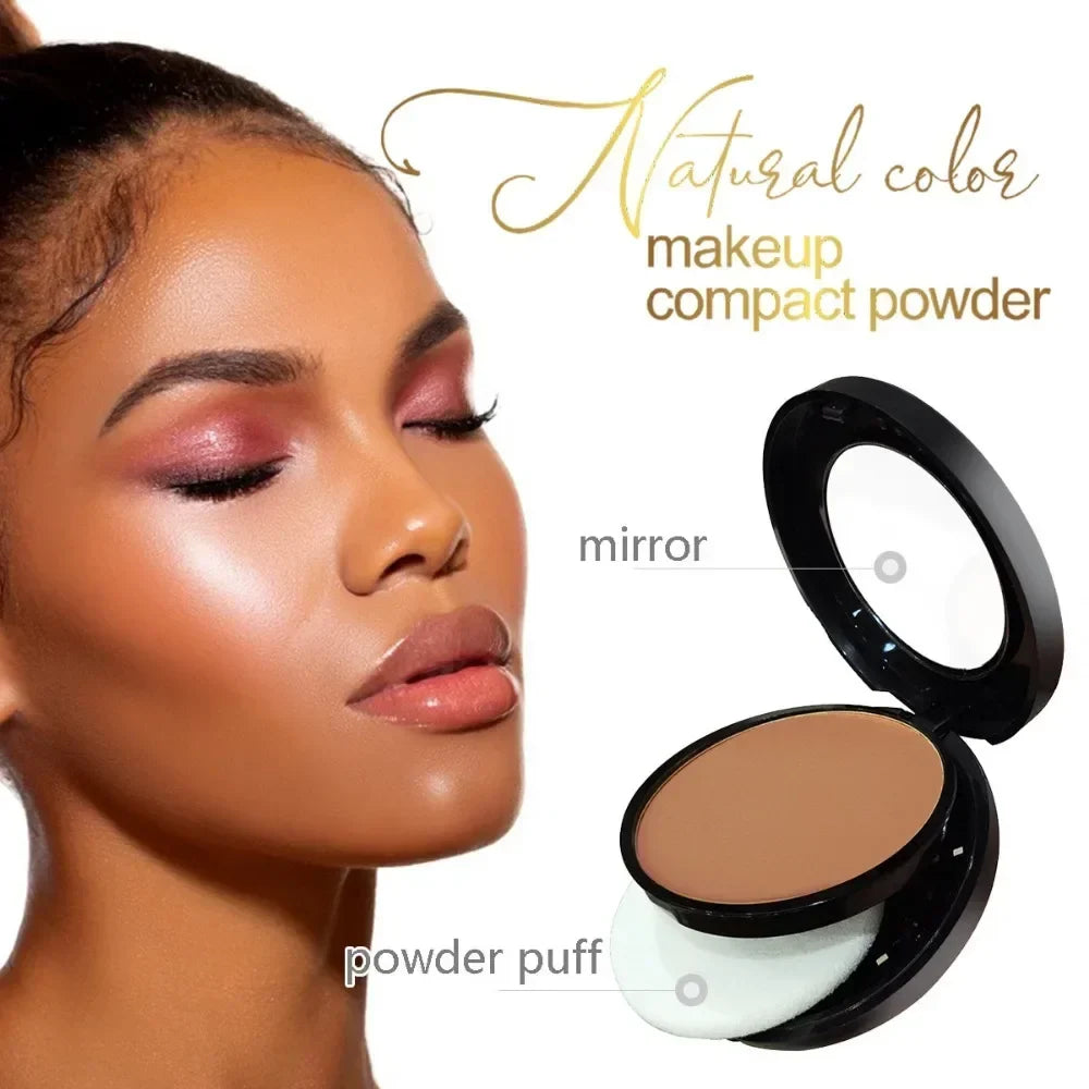 Blushimmer dark powder foundation and concealer palette with 6 colors for bronze, contour, and highlighting on dark skin.
