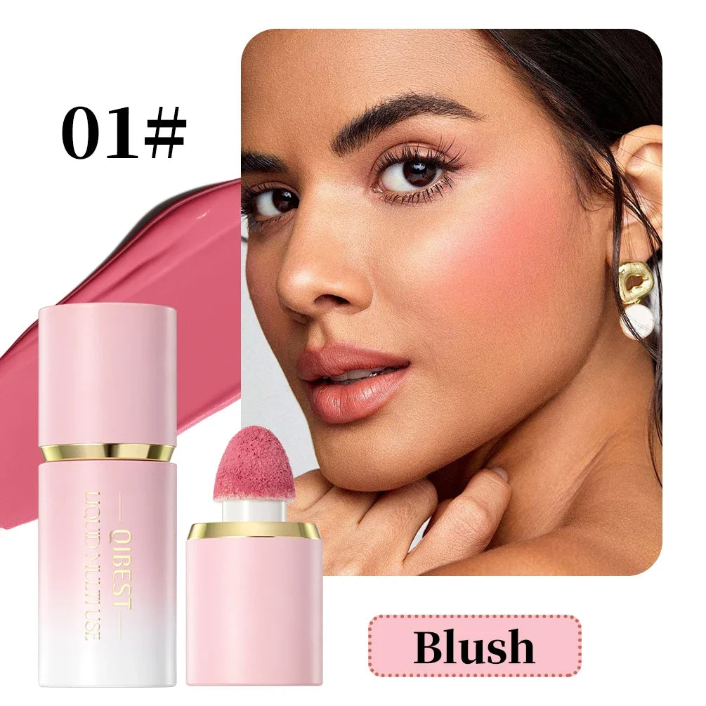 Blushimmer QIBEST matte liquid face blusher, highlighter, and contour stick with smooth, multi-use formula for cheeks and eyes.