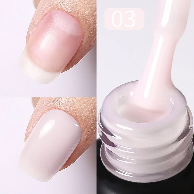 Blushimmer Born Pretty 15ml jelly nude rubber base gel in milky white, self-leveling soak-off UV LED gel varnish for nails