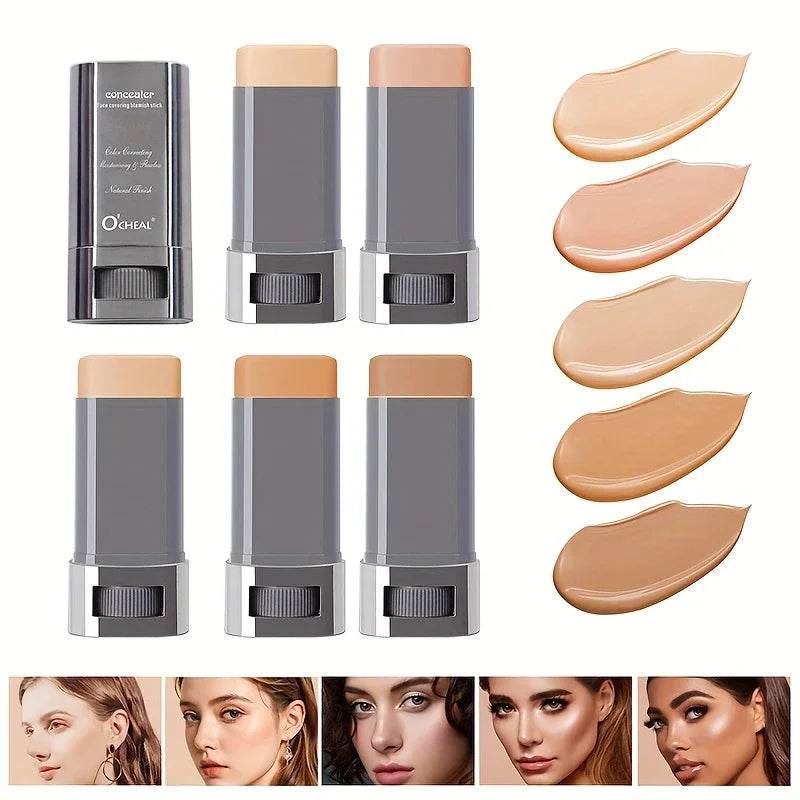 Blushimmer cream foundation stick with satin finish, full coverage, waterproof, long-lasting powder for flawless concealing.
