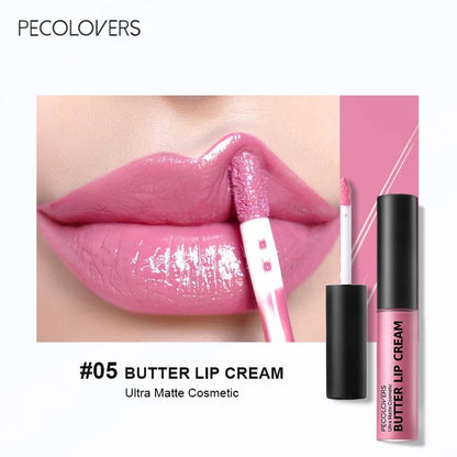 Blushimmer waterproof liquid lipstick in shade 21 with vitamin E, lip gloss, and plumper in sleek makeup set image.