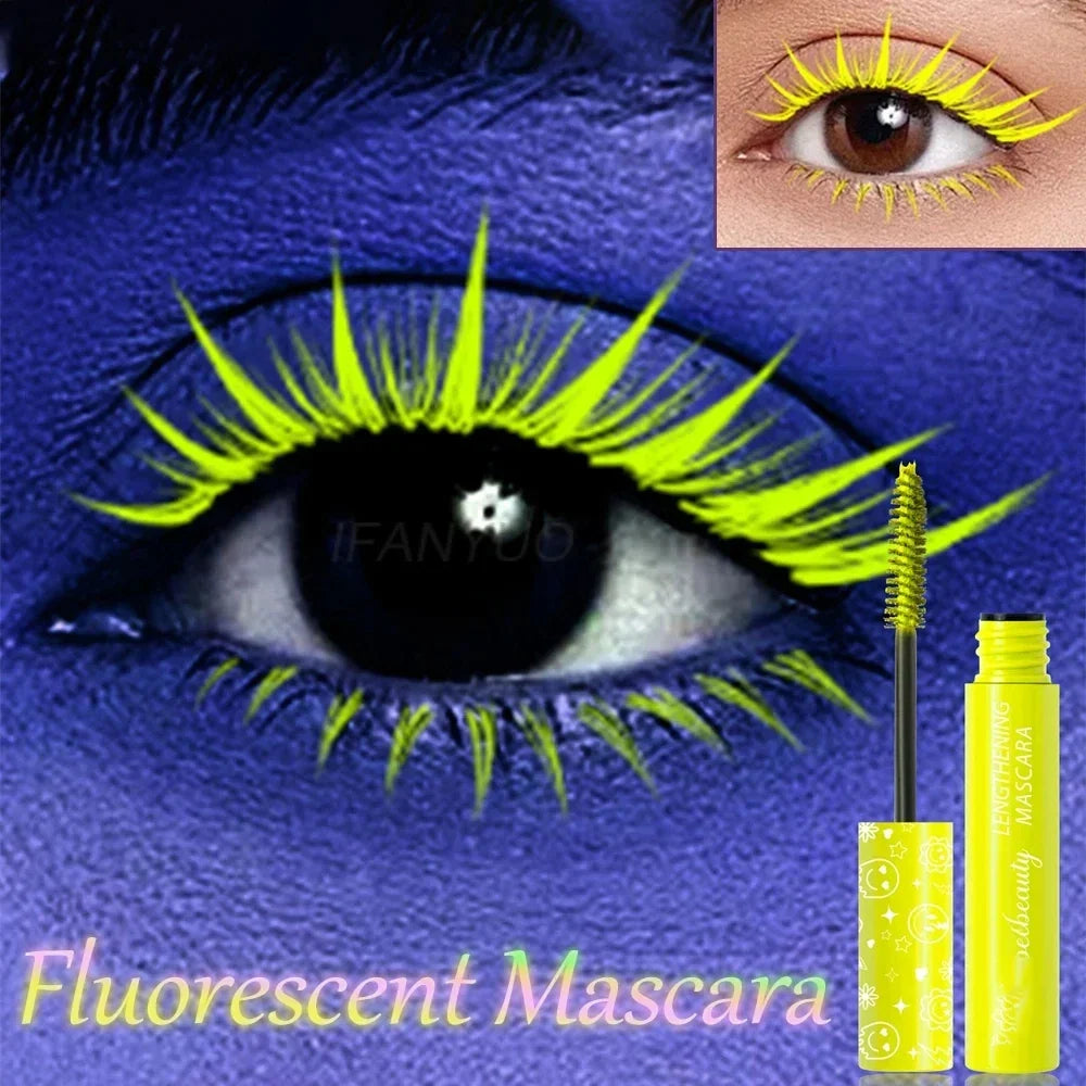 Blushimmer neon mascara with six vibrant colors, waterproof, quick-drying, luminous pigment, non-caking eyelash extension makeup