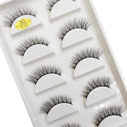 Set of 5 pairs of Blushimmer natural 3D mink false eyelashes with soft wispy, fluffy style for beauty and makeup enhancement.