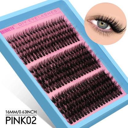 Blushimmer GROINNEYA fluffy thick DIY eyelash clusters with D/DD curl, wispy individual false eyelashes for extension use