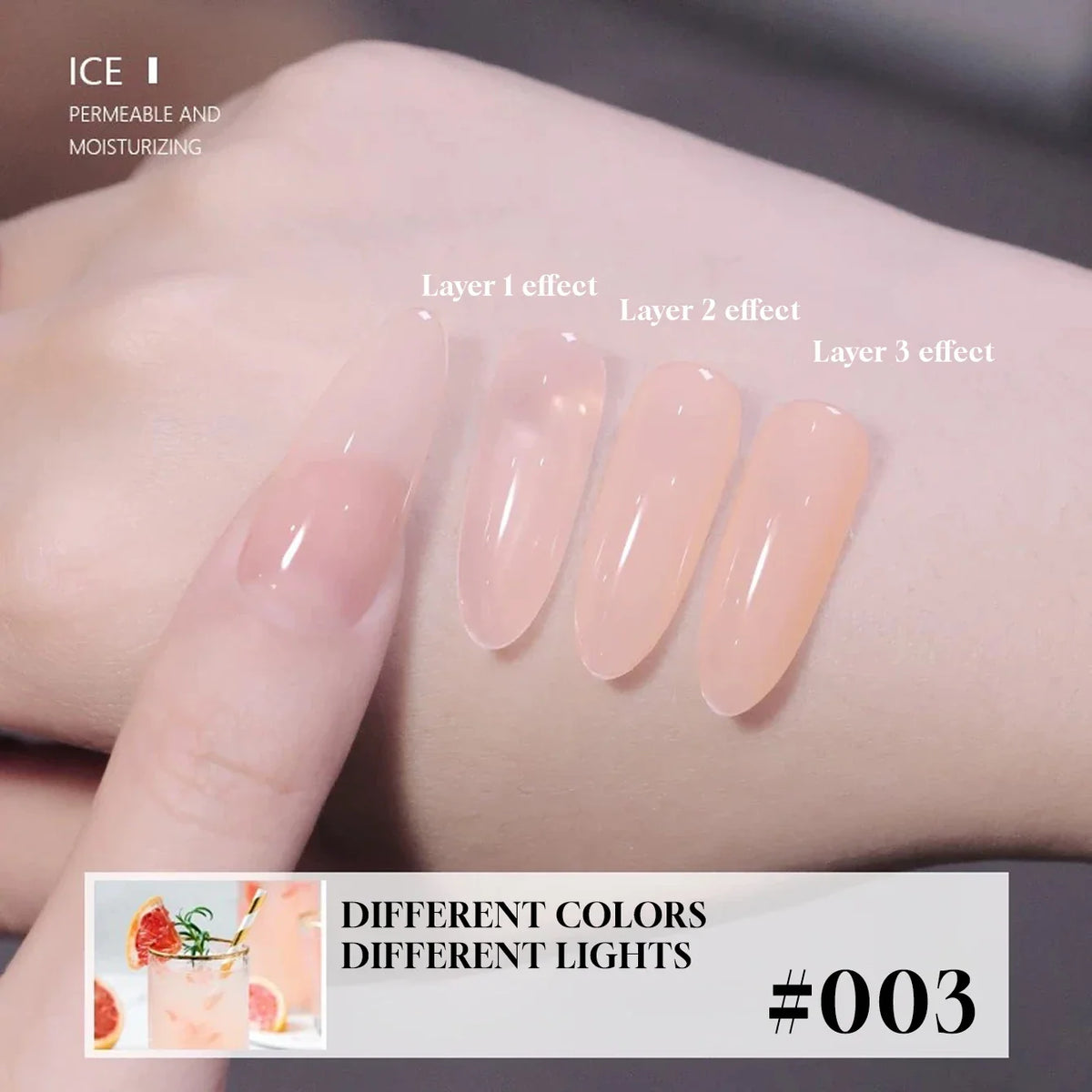 Blushimmer MIANEL Japanese-style fairy gel nail polish in white pink nude and ice clear shades for summer nails, 12ml bottle.